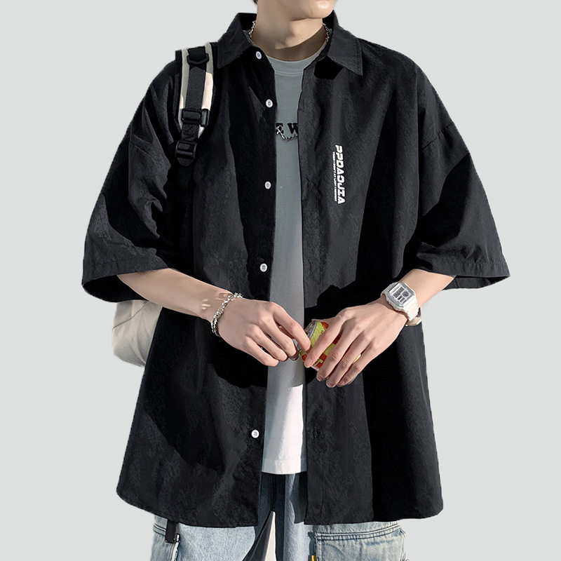 日系短袖衬衫男士夏季新款印花宽松大码男装外套休闲潮牌男生衬衣,男装,衬衫,淘宝优惠券,粉丝福利购,淘宝优惠卷