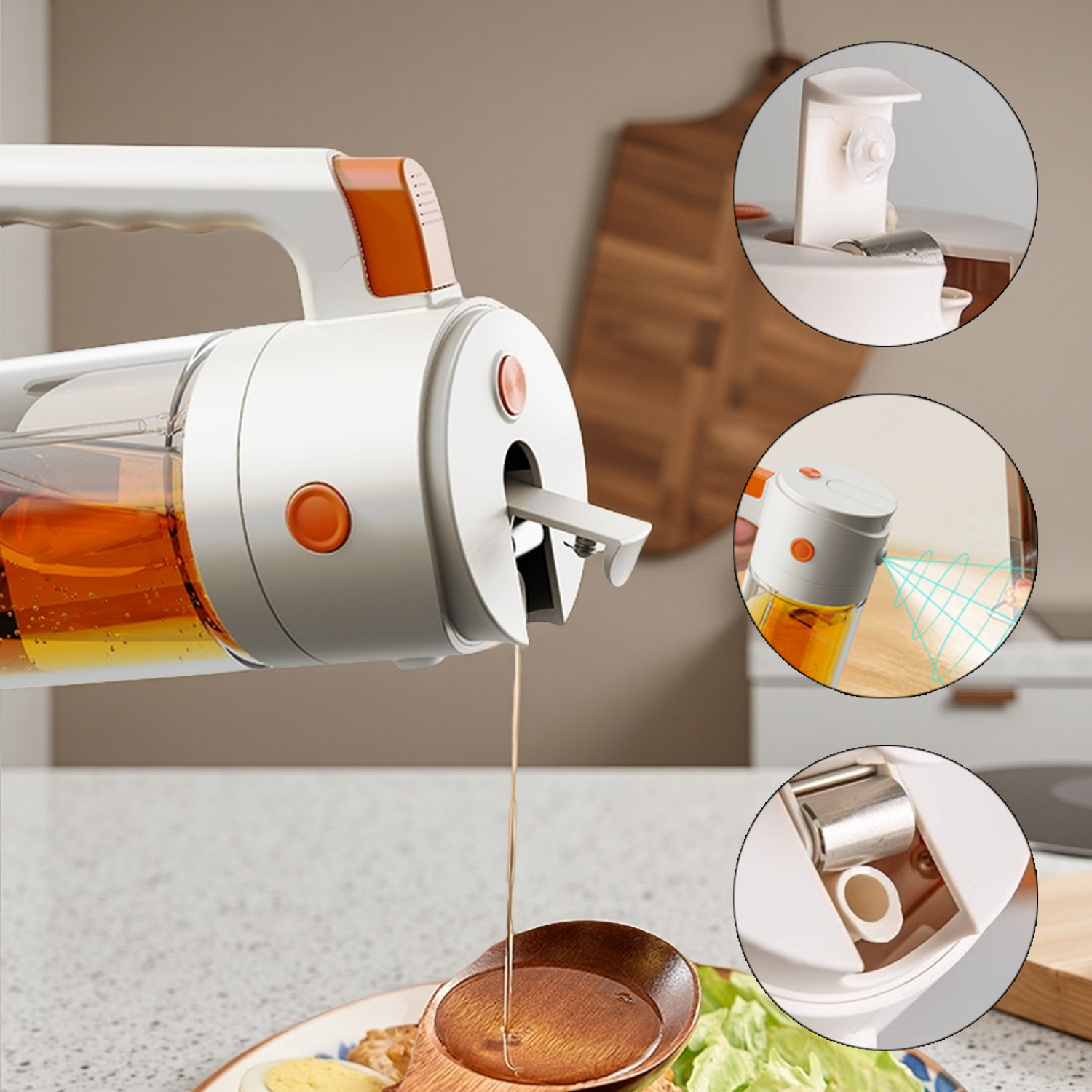 自动开盖喷倒二合一防漏油壶