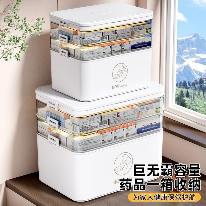 日本式药箱家庭装医药箱家用药品药物收纳盒大号容量多层儿童药盒