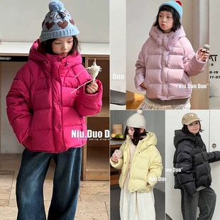 牛哆哆2025年女童秋冬款儿童洋气女孩休闲百搭洋气羽绒服外套带帽