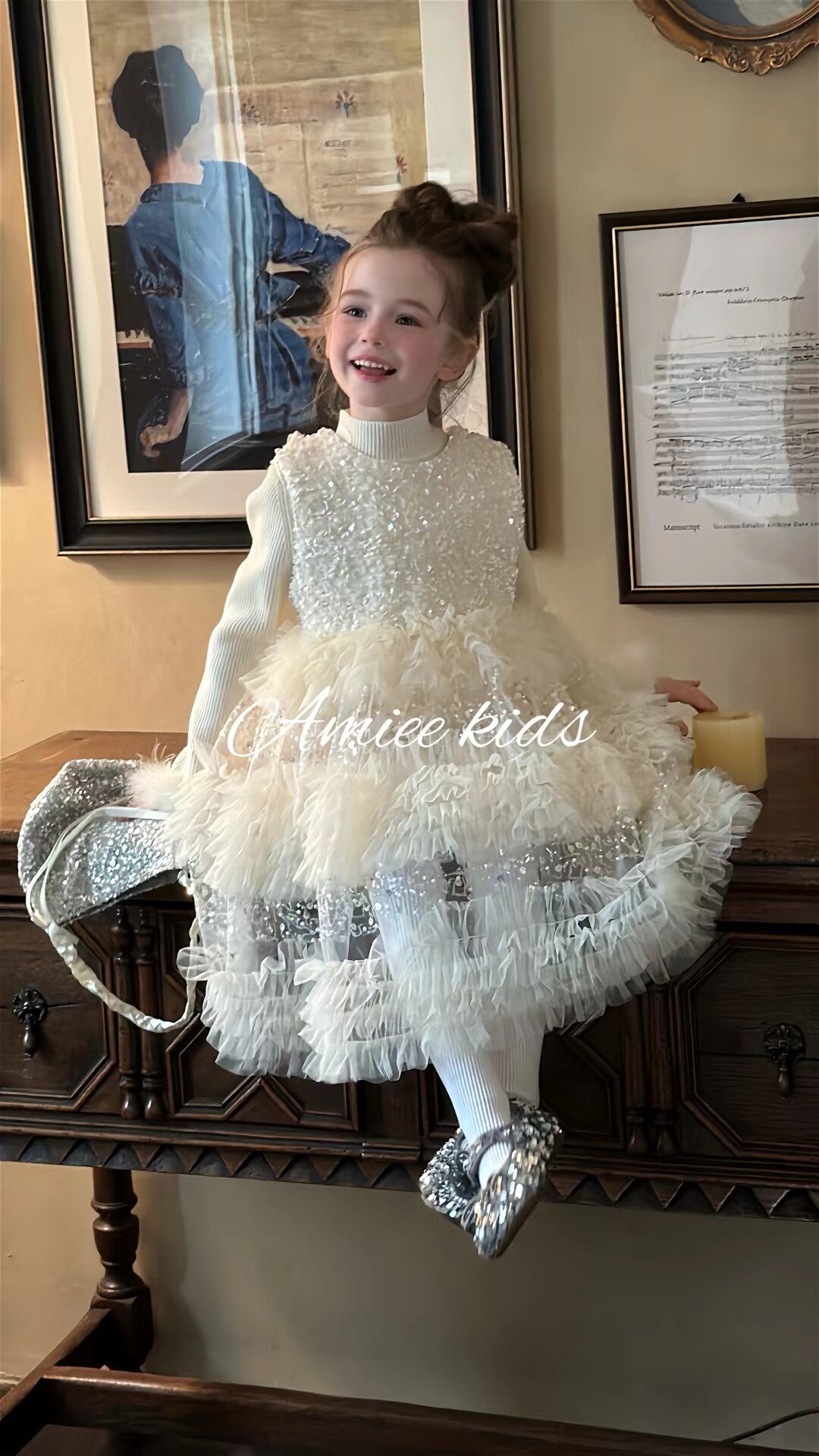 Amiee 2025女童冬款儿童洋气女孩休闲百搭亮片网纱连衣裙背心裙,童装/婴儿装/亲子装,连衣裙,淘宝优惠券,粉丝福利购,淘宝优惠卷