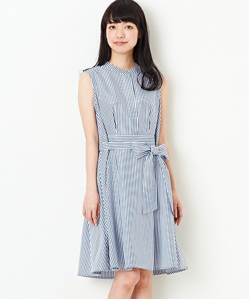 阿贾日本原单复古风好莱坞风格立领条纹蝴蝶结修身无袖连衣裙在类目 女装/女士精品, 半身裙中 - 来自Buy2taobao.com提供专业的淘宝代购服务