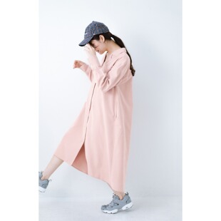 日单垂感的麂皮绒清新少长款款中长衣工装风外套女学院派新款风衣