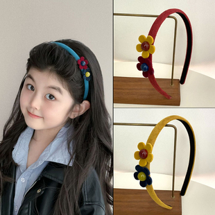 秋冬复古布艺儿童发箍头饰女孩甜美花朵头箍刘海碎发整理女童头扣