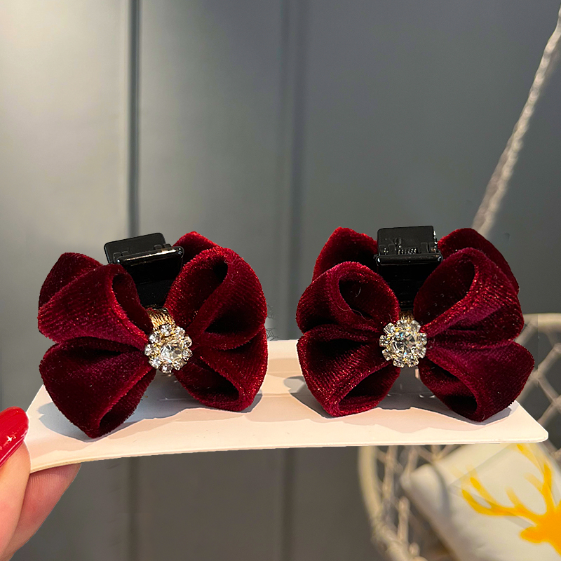 公主风女孩AB面丝绒小蝴蝶结抓夹