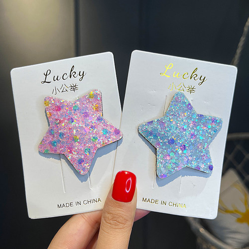儿童亮片五角星发夹可爱小女孩碎发bb夹波点发卡头饰宝宝星星发饰