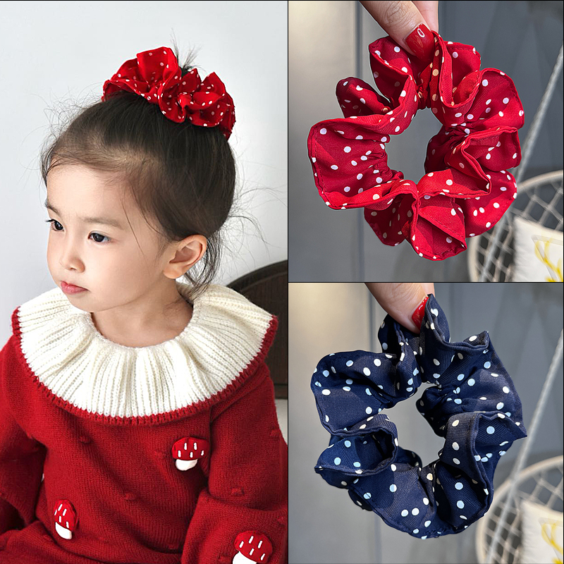 甜美女孩波点布艺头绳