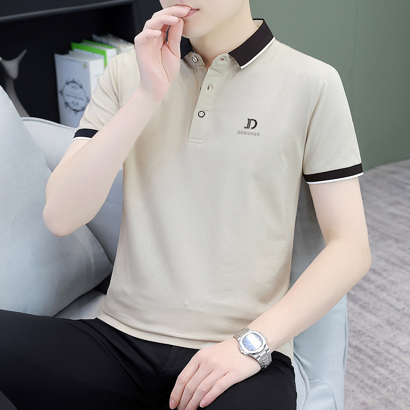 夏季透气薄款刺绣短袖POLO衫男