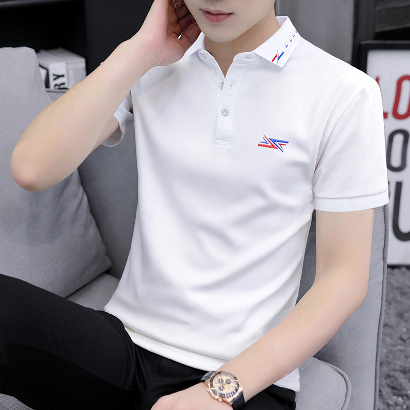 珠地棉短袖Polo衫男带领t恤
