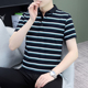显瘦直筒纯棉修身 男士 休闲撞色条纹Polo衫 上衣时尚 体恤潮 翻领短袖