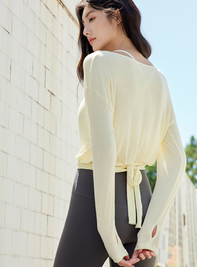 水沐伊朵瑜伽服宽松运动上衣速干外衣健身长袖T恤普拉提罩衫50217