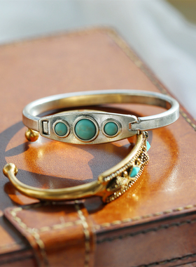 vintage极简度假风开口手镯女