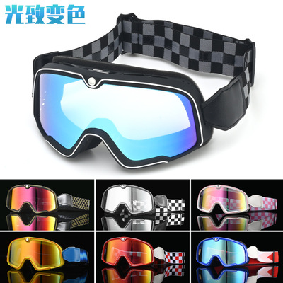 哈雷头盔复古电动摩托车变色风镜机车男女士巡航日式半盔夏季个性