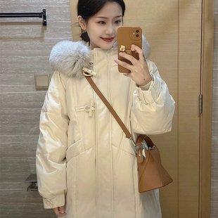 棉衣外套宽松大码 2024冬季 过膝韩版 新款 棉袄 羽绒棉服女加厚中长款