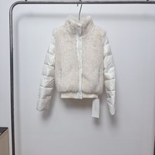 SUNONEONE 三防面料拼接短款小个子毛绒羽绒服女冬季立领显瘦外套