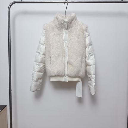 SUNONEONE 三防面料拼接短款小个子毛绒羽绒服女冬季立领显瘦外套