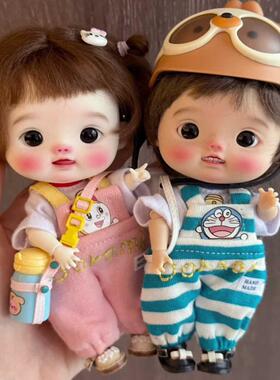 BJD1/12大头娃娃点弟点妹 带妆裸娃ob11小布人形裸关节可动树脂