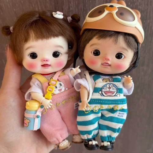 BJD1/12大头娃娃点弟点妹 带妆裸娃ob11小布人形裸关节可动树脂