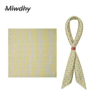 领巾小围巾百搭阿美咔叽美式 小梅花男士 真丝丝巾中方巾扣英伦衬衫