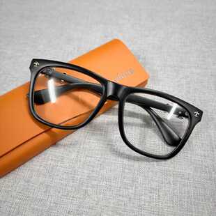 薛之谦同款眼镜框女韩版潮圆脸素颜平光镜男复古板材眼镜架近视