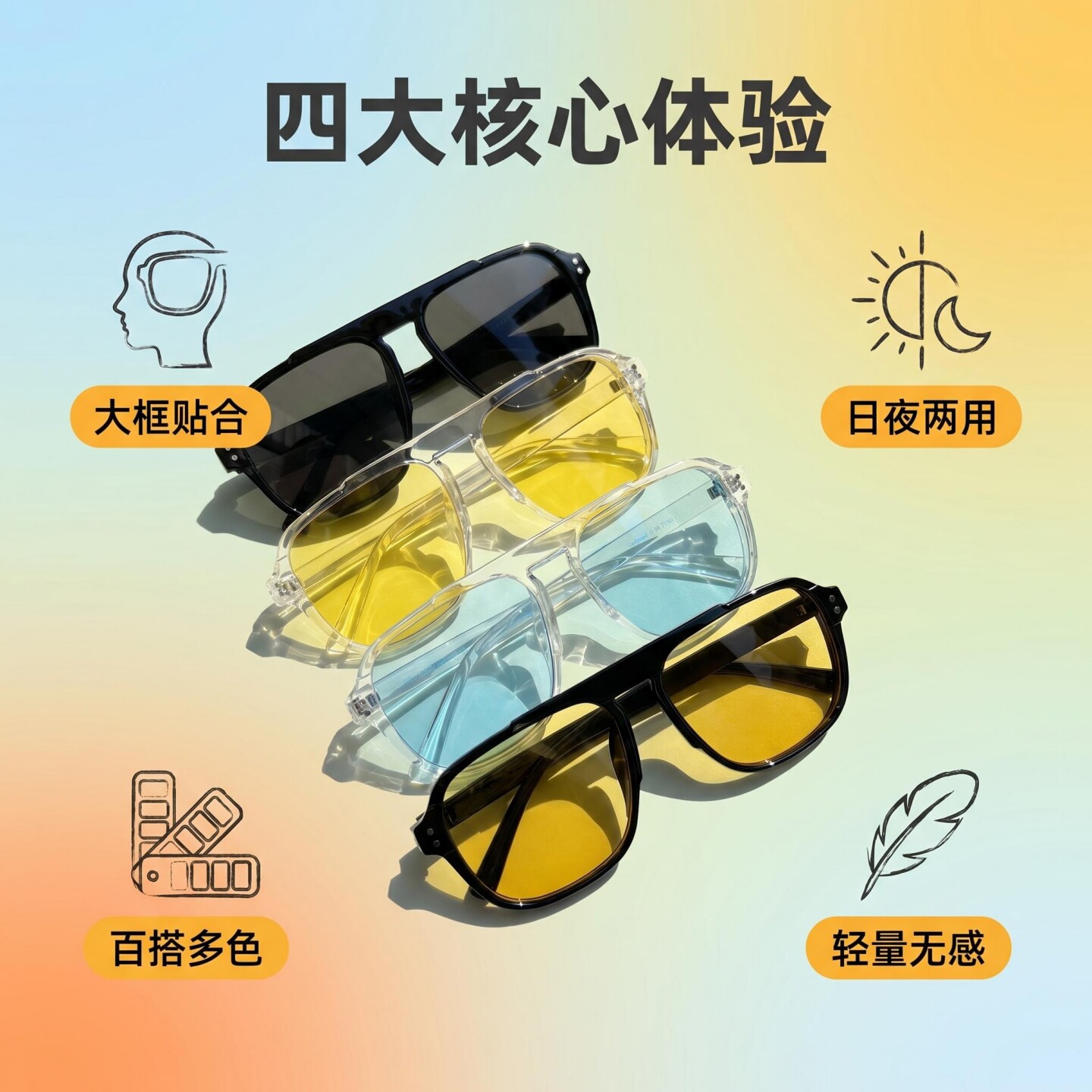 2026新款透明大框防紫外线眼镜男痞帅防蓝光辐射平光镜女护目时尚