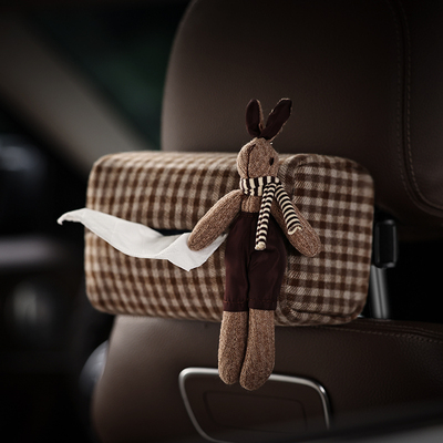 围巾兔汽车纸巾盒车用抽纸盒纸巾包创意车载挂式纸巾盒车上装饰品