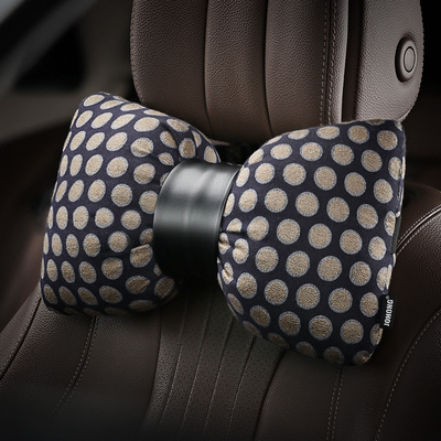 蓝波点汽车头枕高级车载座椅护颈枕创意车用枕头车内装饰用品大全