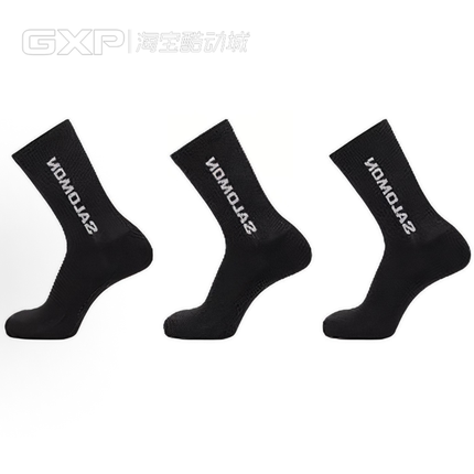 Salomon萨洛蒙EVERYDAY CREW 3PACK纯色字母中筒徒步登山户外袜子