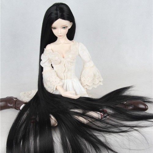 BJD娃娃高温丝假发50厘米长直发开水烫直再梳晾干（不含娃娃衣服