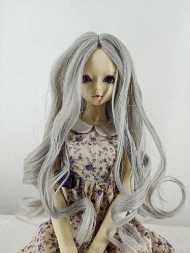 bjd/sd娃娃假发 高温丝 中分 波浪微卷发  银灰色 1/3 现货FBE708