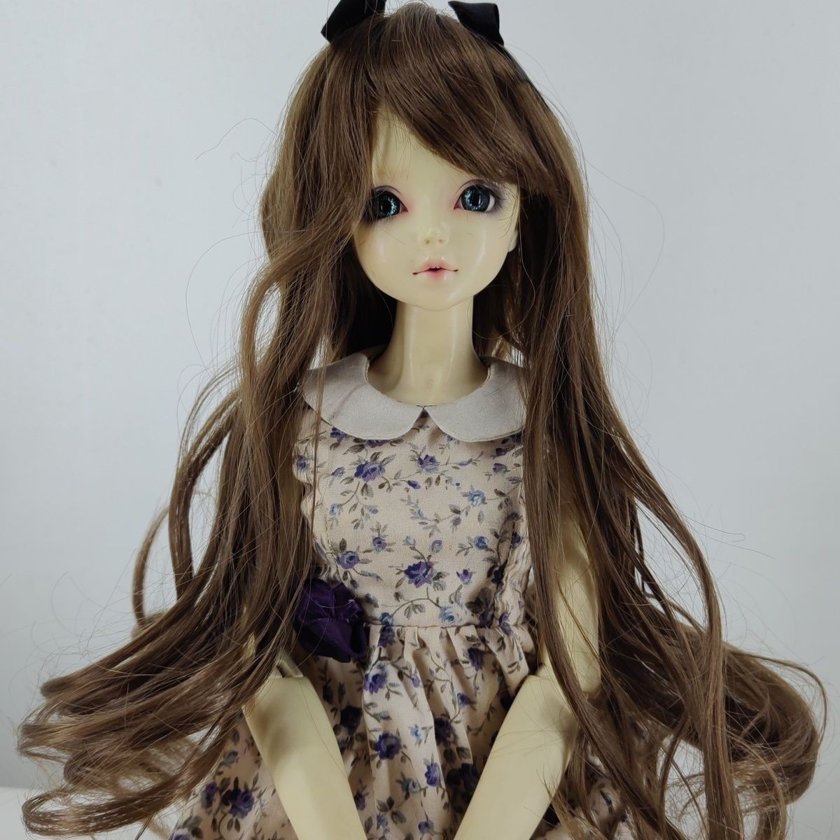 BJD/SD娃娃假发长蝴蝶结波浪卷发厂家直销高温丝（不含娃娃衣服）