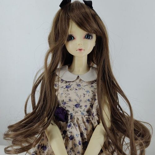 BJD/SD娃娃假发长蝴蝶结波浪卷发厂家直销高温丝（不含娃娃衣服）