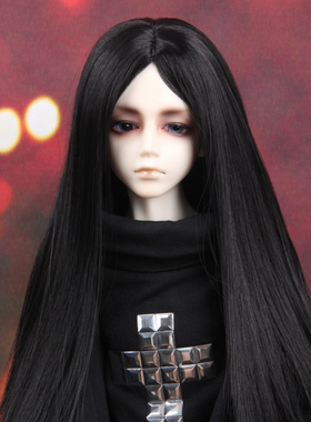 BJD/SD娃娃假发 古风 中分黑发 1/3 1/4 1/6 大叔 男女娃发082