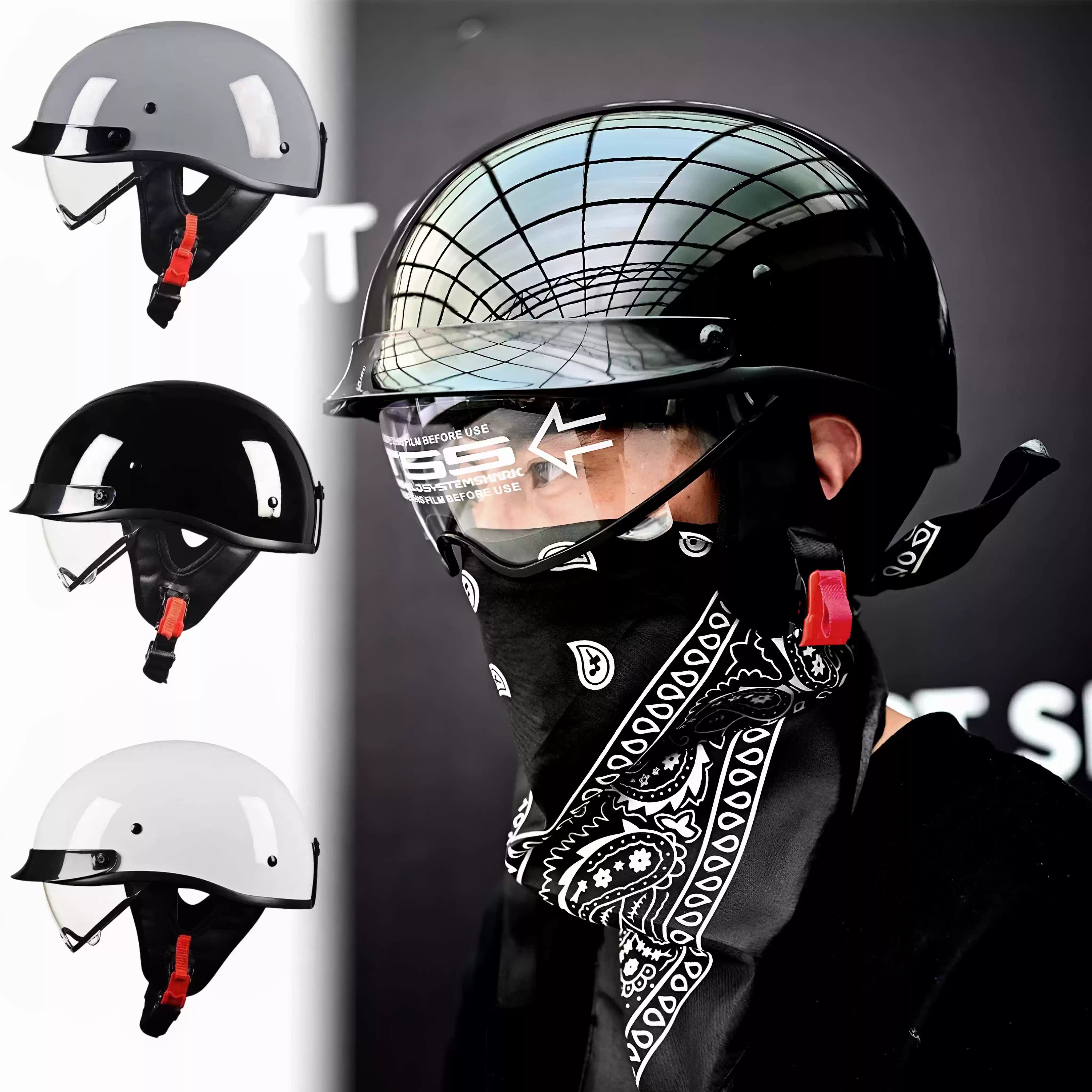 复古巡航摩托车头盔男女半盔