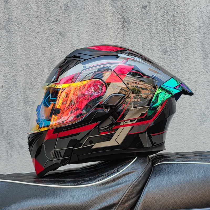 ORZ摩托车头盔男女揭面盔摩旅机车全盔四季通用个性大尾翼3C认证