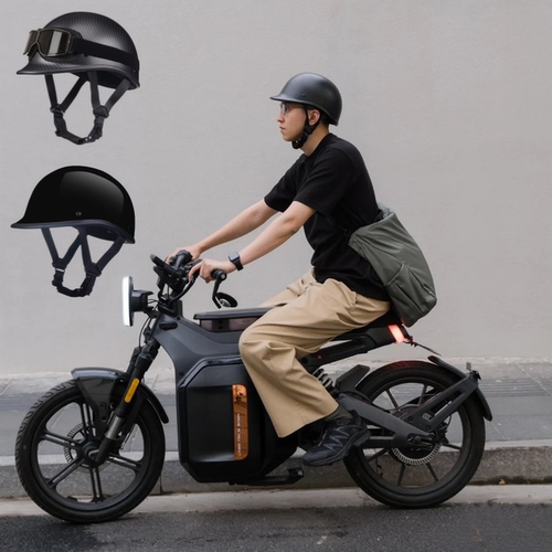 小壳体碳纤纹摩托轻便半盔瓢盔