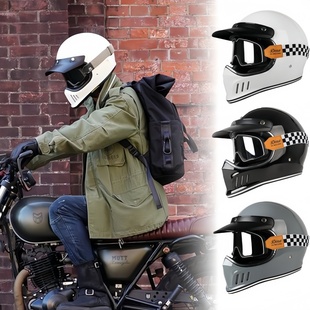 鹰嘴A类复古摩托车头盔巡航机车全盔男女越野盔骑行装蓝牙全盔冬