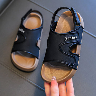 男童凉鞋男士夏季防滑沙滩凉鞋轻便软底魔术贴后跟带休闲拖鞋