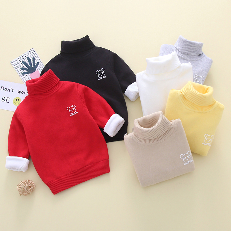 纯棉高领儿童毛衣打底衫加绒加厚