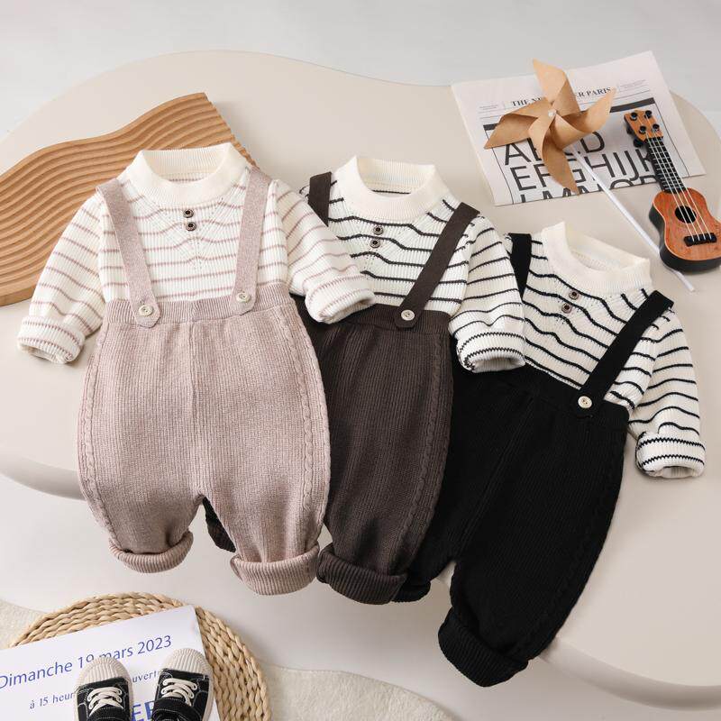 婴儿套装秋冬男女宝宝条纹毛衣针织衫背带裤长裤两件套装洋气外出,童装/婴儿装/亲子装,套装,淘宝优惠券,粉丝福利购,淘宝优惠卷