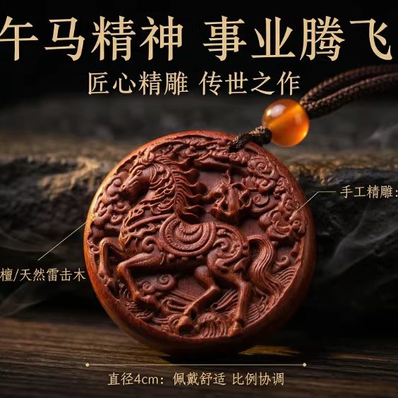小叶紫檀木马吊坠红木午马挂件生肖马钥匙扣马到成功项链马吉祥物
