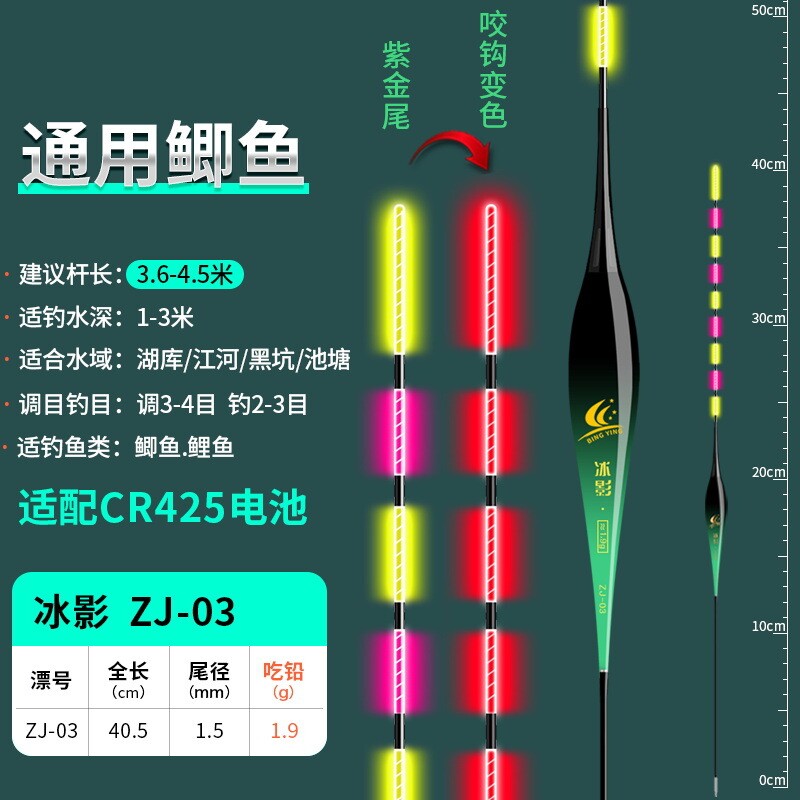 黄金眼影紫金尾夜光漂咬钩变色电子鱼漂日夜两用高灵敏鲫鱼漂钓鱼