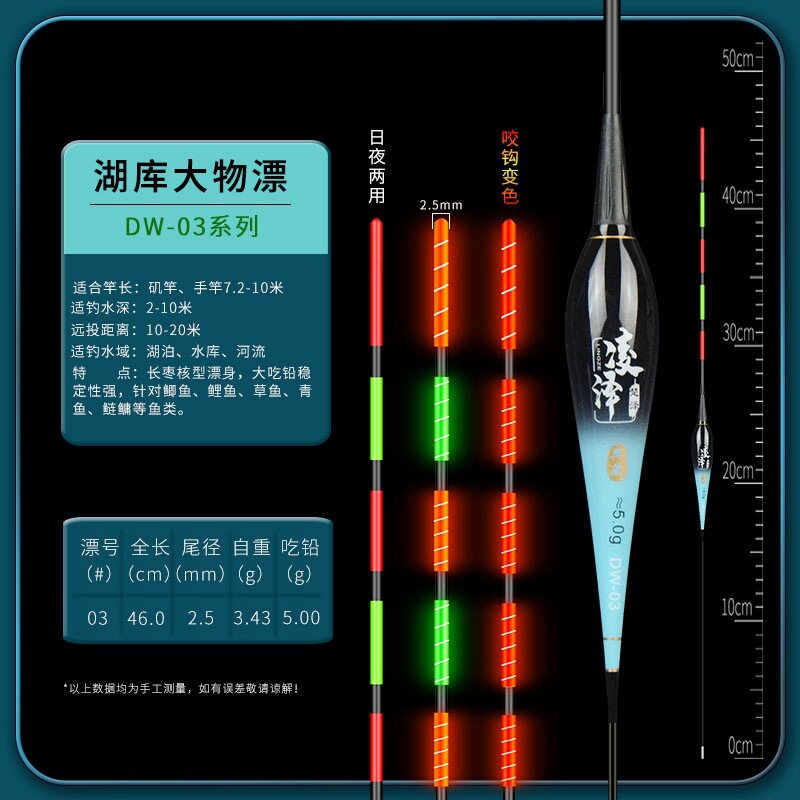 黄金眼夜钓漂咬钩变色鲢鳙浮漂日夜两用加粗尾远投钓鱼专用夜光漂