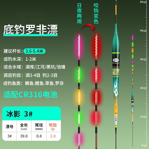 黄金眼罗非夜光漂316双排LED电子漂底钓轻口鲫鱼漂日夜咬钩变色