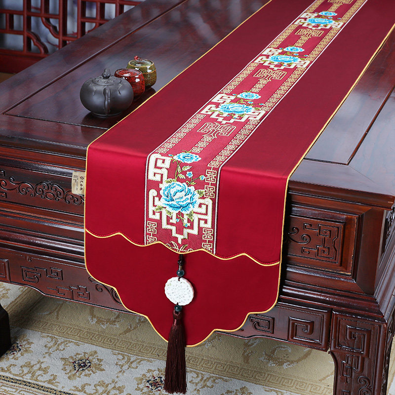 艺必旭新中式餐桌桌旗轻奢高端简约茶几电视柜盖布床尾巾茶席茶旗