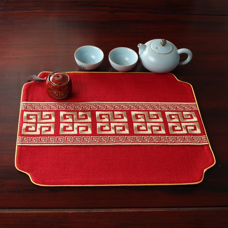 中式古典干泡小茶席禅意茶巾布垫子桌旗茶旗茶道茶杯茶垫布
