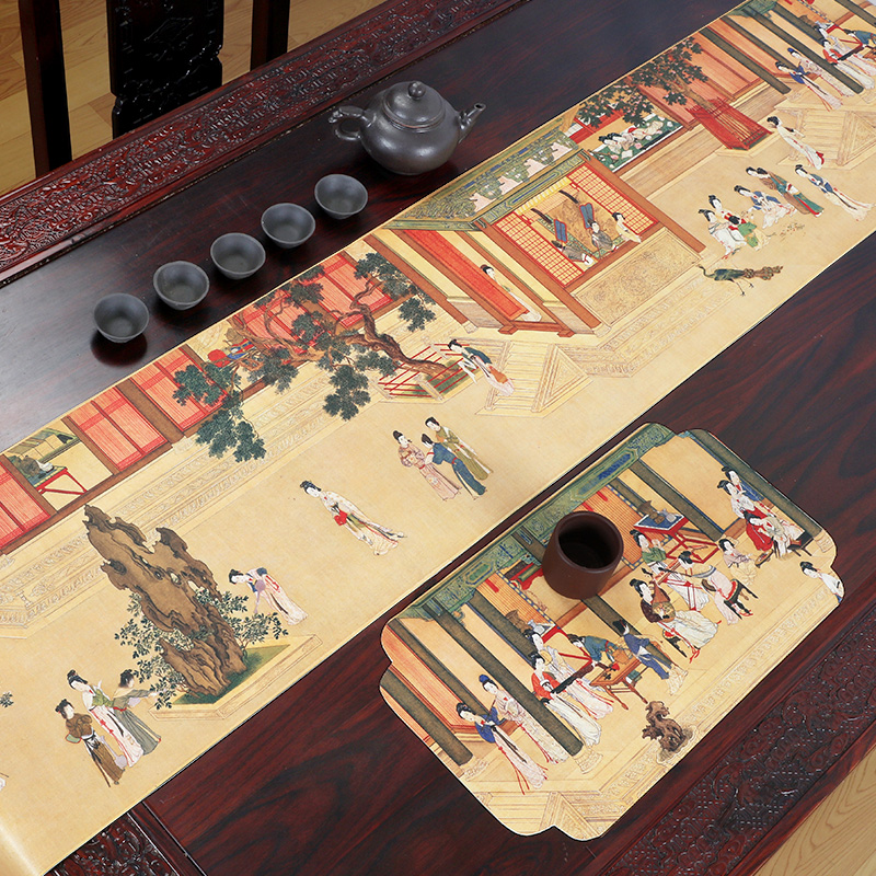 艺必旭新中式禅意茶席茶台桌布高端防水茶旗茶桌垫布长条布艺