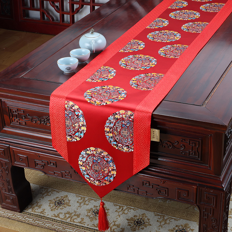 艺必旭中式餐桌旗禅意茶席茶几旗桌布电视柜玄关盖布茶旗茶桌垫布