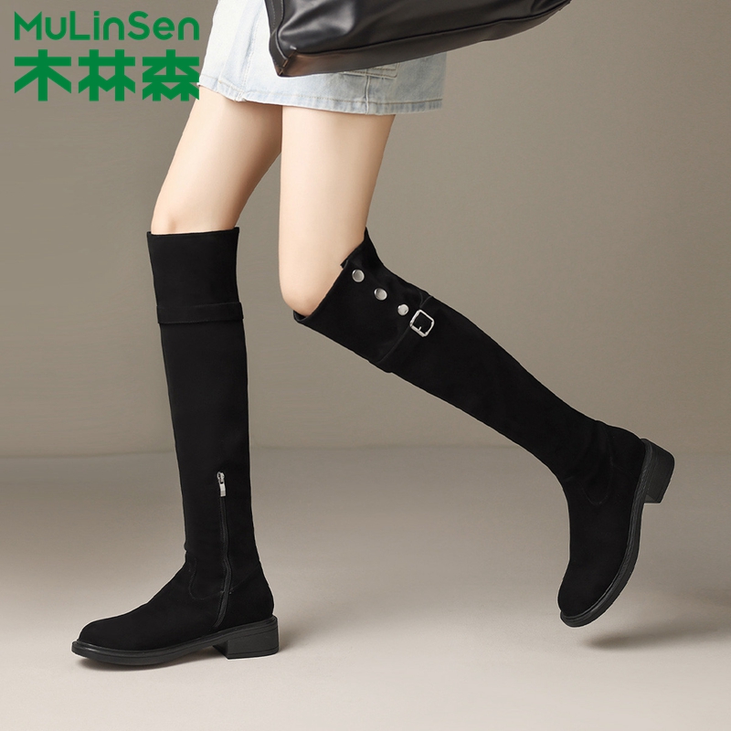 木林森长筒过膝长靴弹力女靴