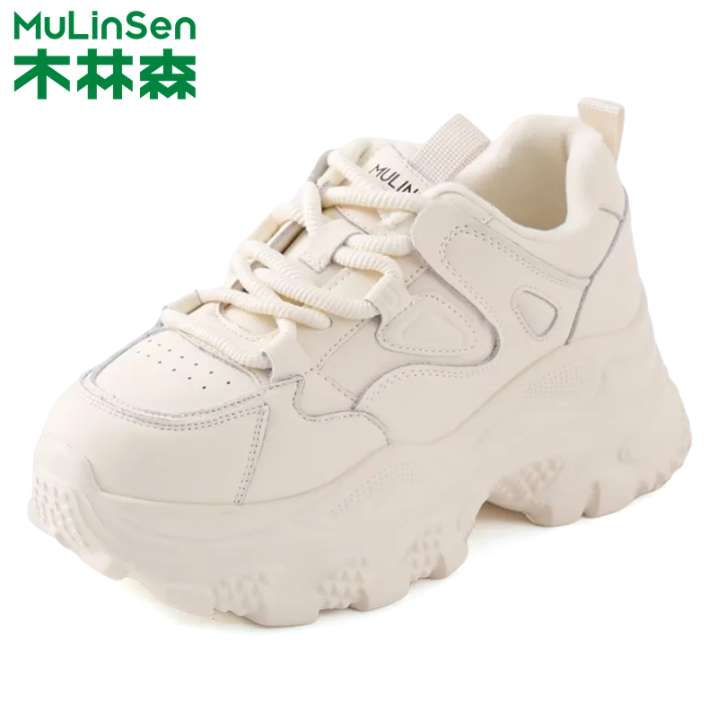 木林森厚底增高老爹鞋加绒休闲鞋